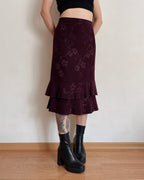 Vintage burgundy floral skirt (4XL)