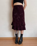 Vintage burgundy floral skirt (4XL)