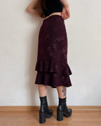Vintage burgundy floral skirt (4XL)
