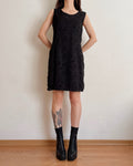 Black midi dress with velvet details (L)