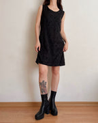 Black midi dress with velvet details (L)