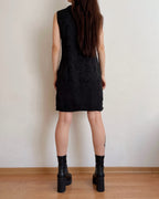 Black midi dress with velvet details (L)