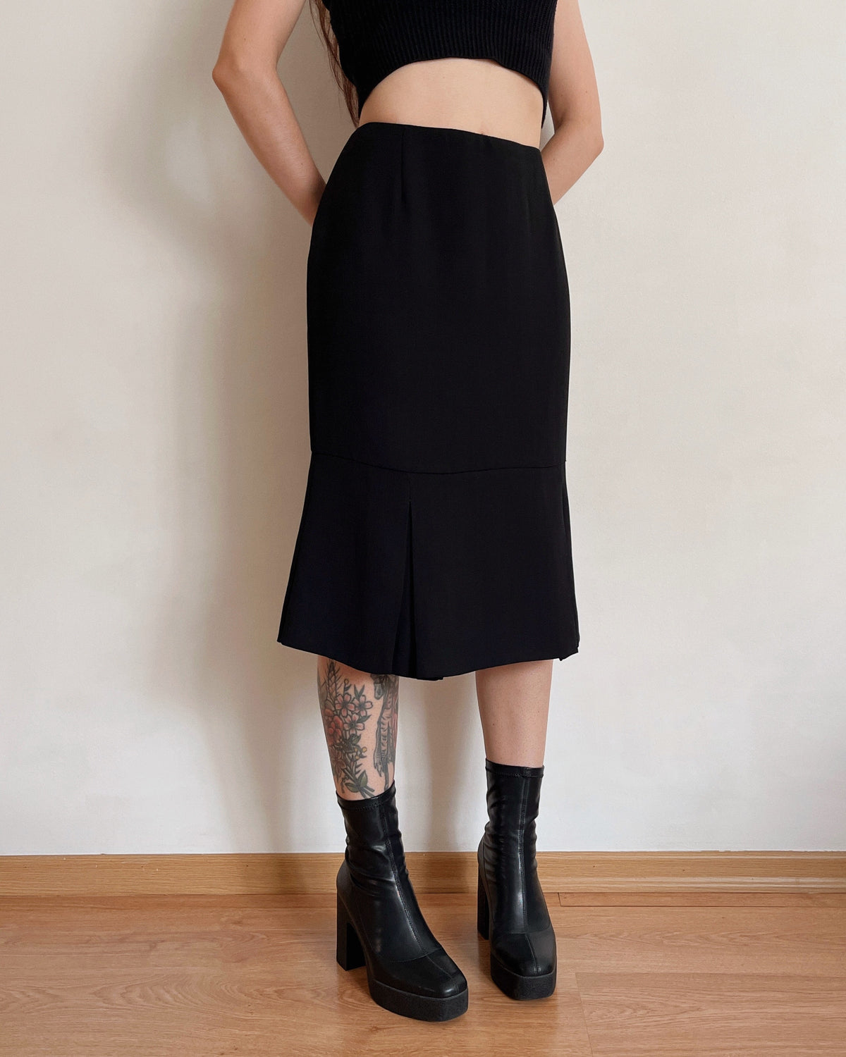 Pleated vintage midi skirt (XS/S)