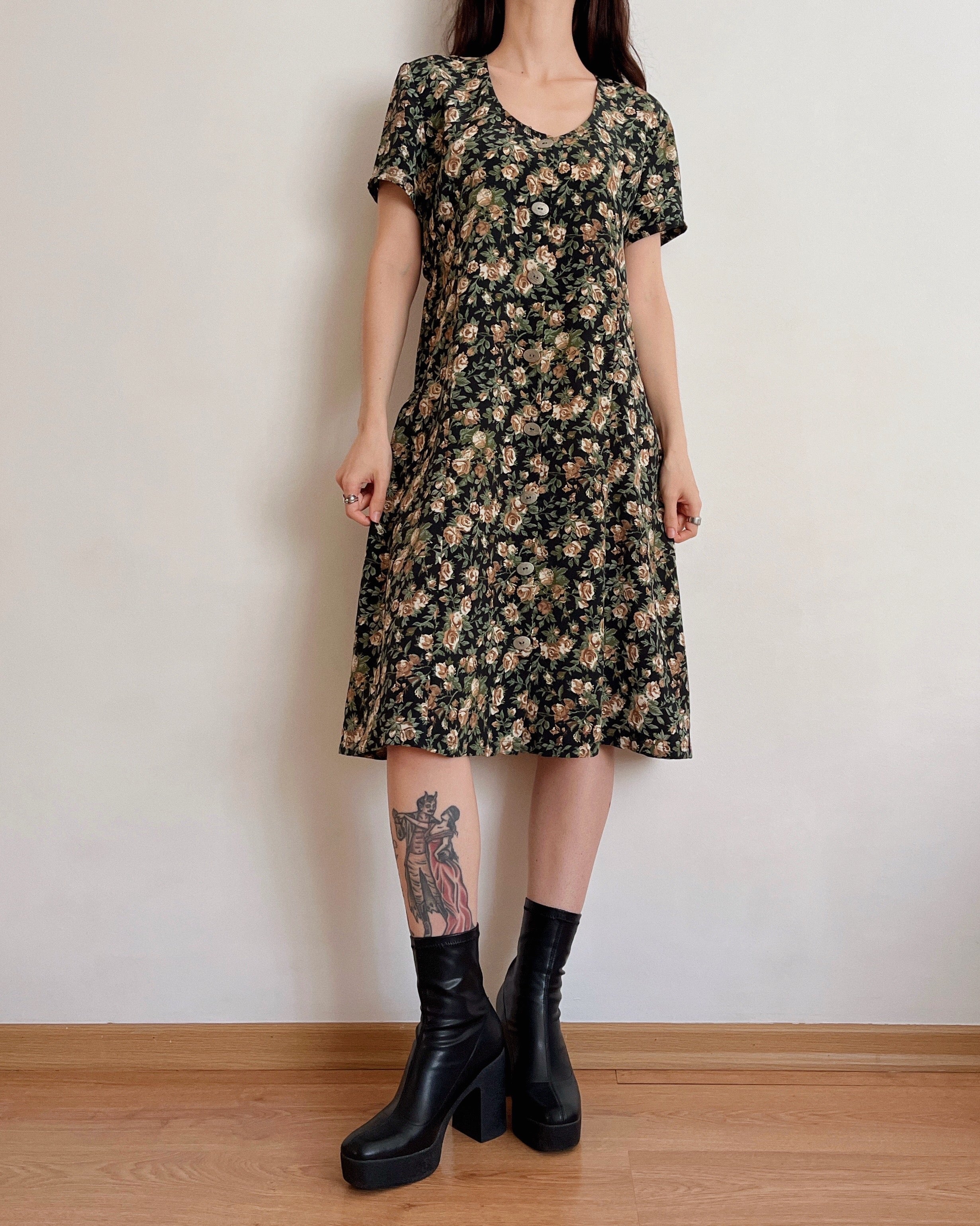 Vintage rose dress (M)