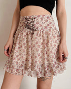 Y2K lace up mini skirt (S/M)
