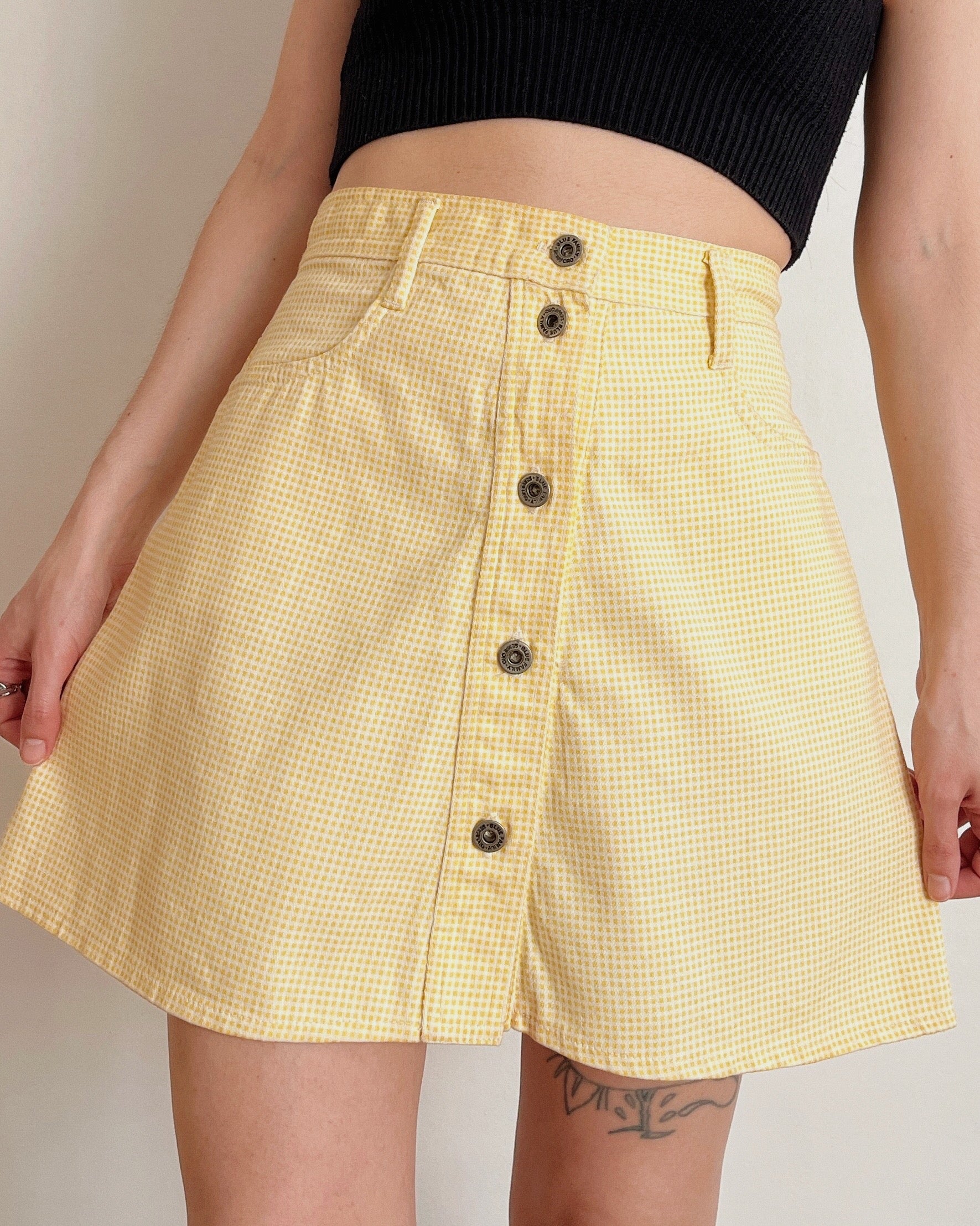 100% cotton gingham skirt (S)