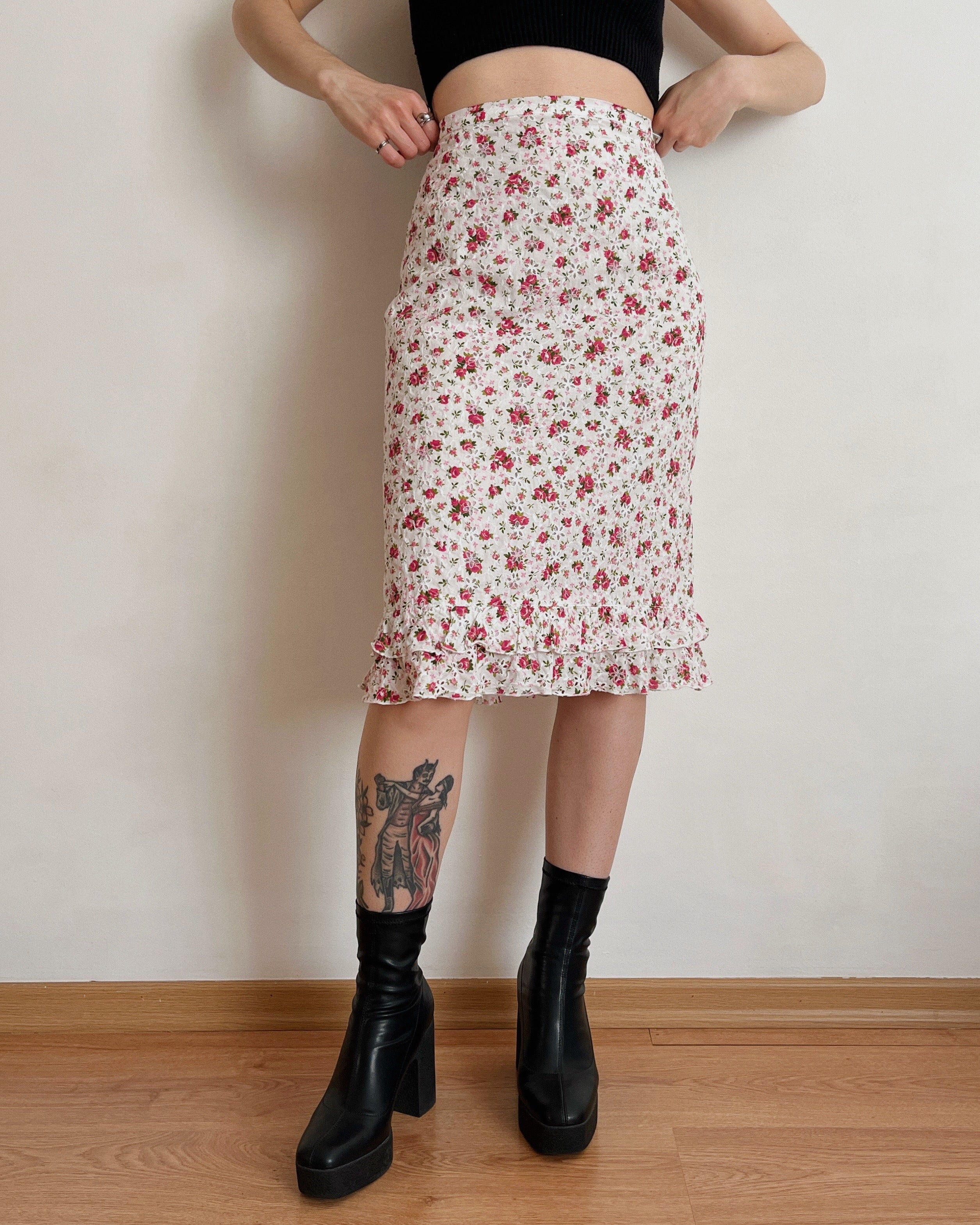 Vintage floral midi skirt (XL)
