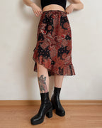 Asymmetric paisley print midi skirt (XS/S)