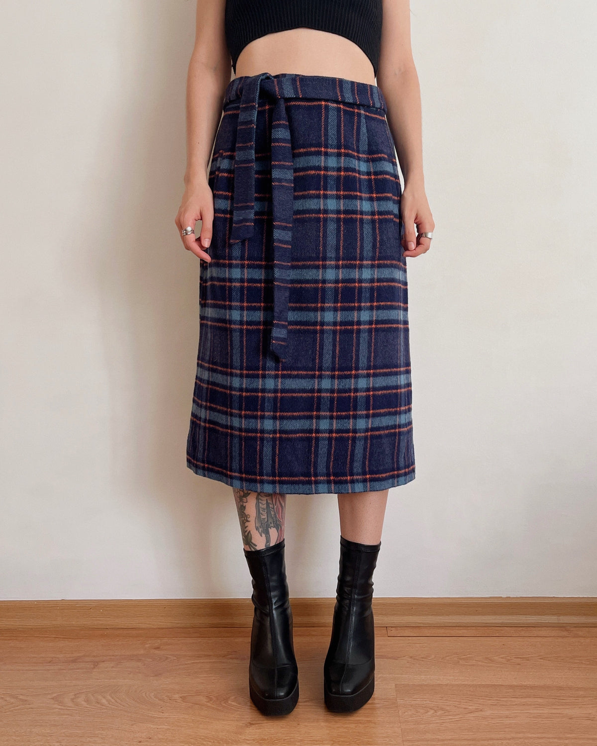 Vintage plaid maxi skirt (S-XL)