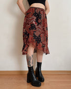 Asymmetric paisley print midi skirt (XS/S)