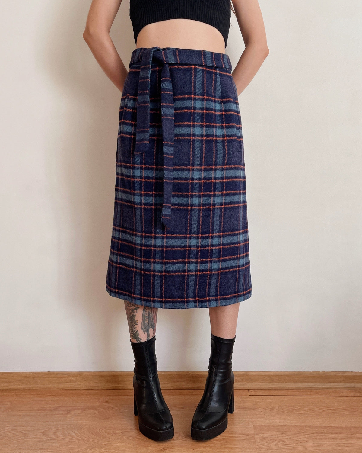 Vintage plaid maxi skirt (S-XL)