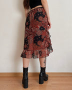 Asymmetric paisley print midi skirt (XS/S)