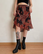 Asymmetric paisley print midi skirt (XS/S)