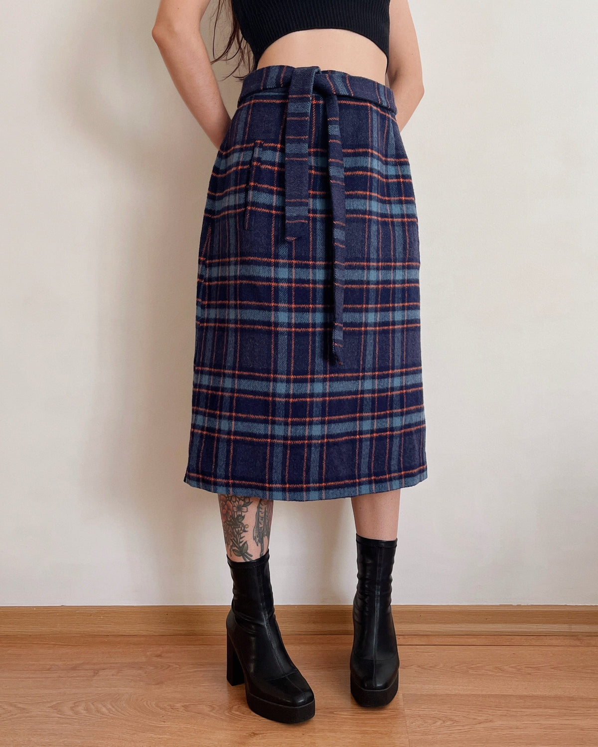Vintage plaid maxi skirt (S-XL)