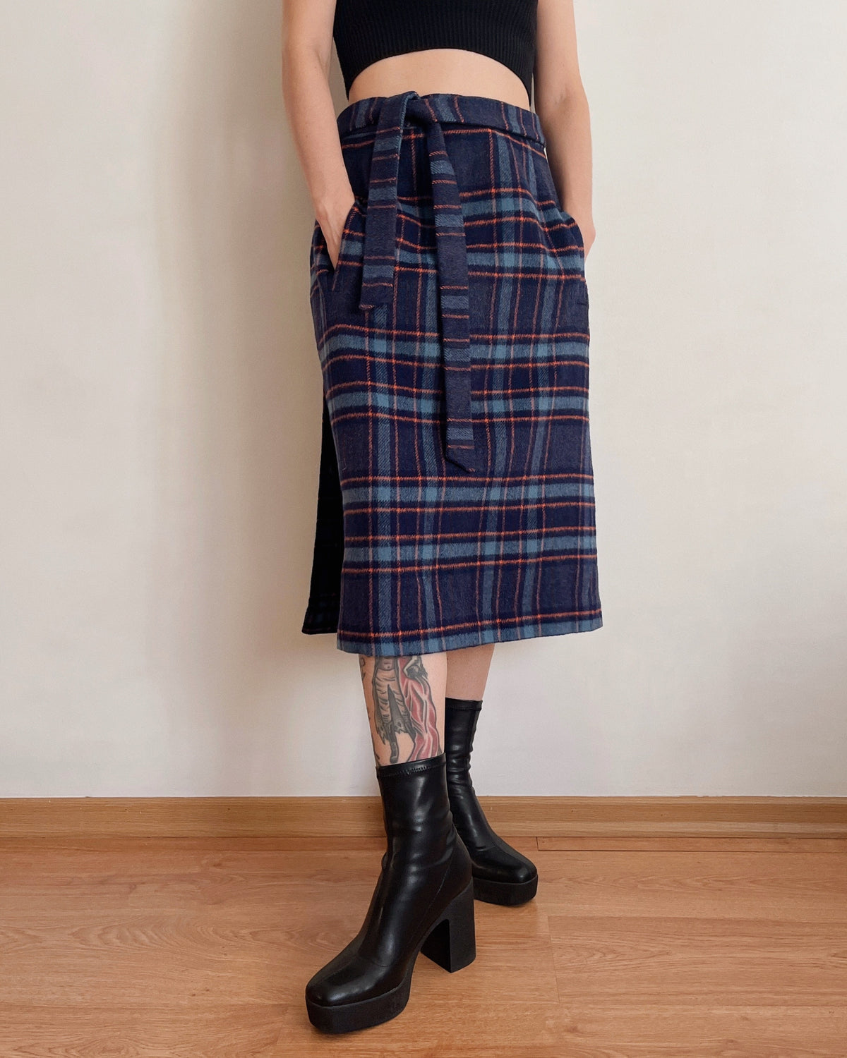 Vintage plaid maxi skirt (S-XL)