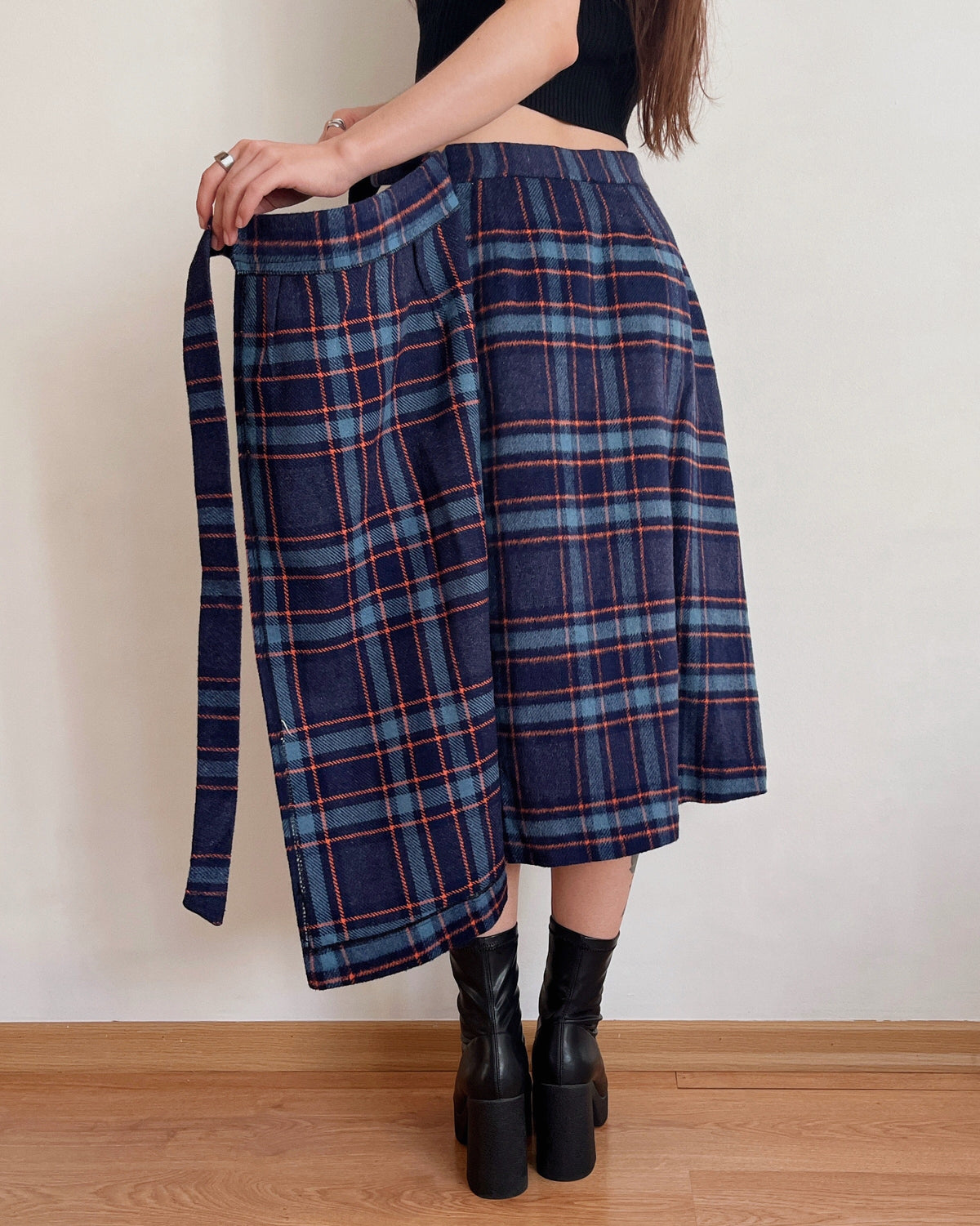 Vintage plaid maxi skirt (S-XL)